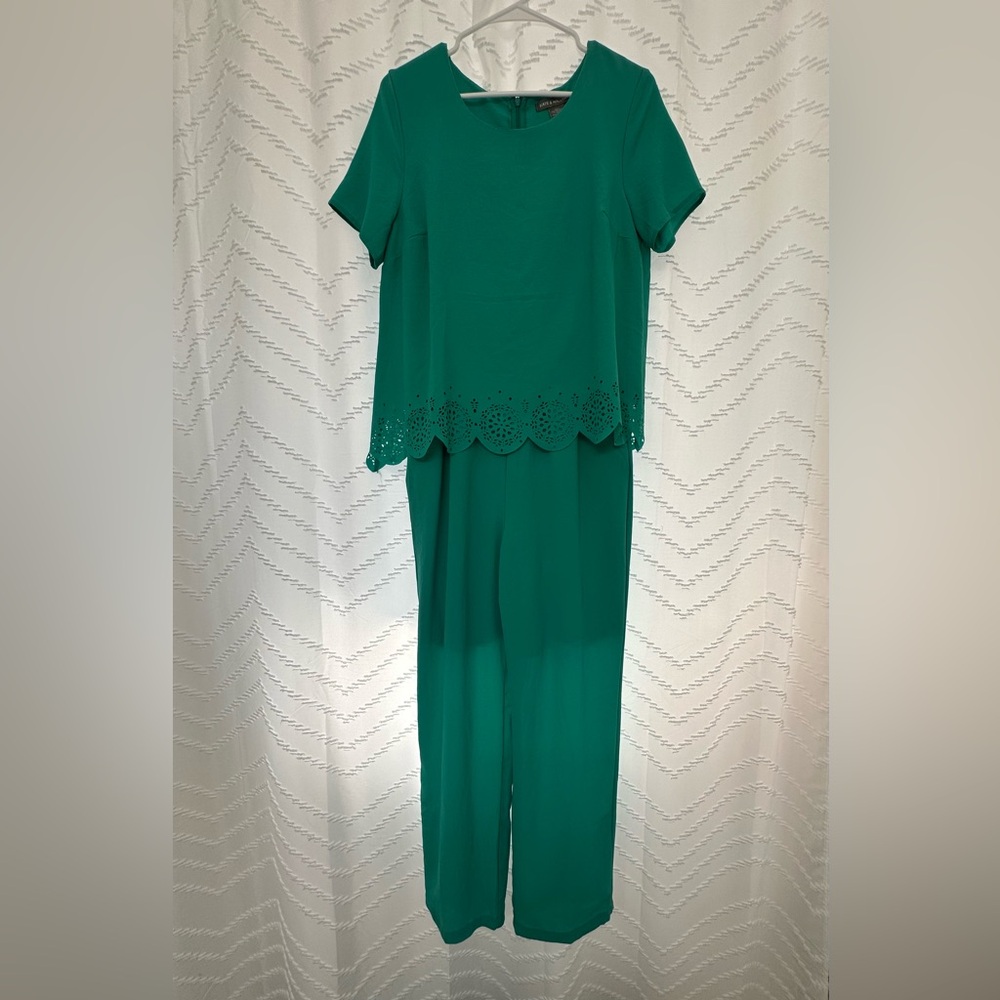 Kate & Mallory Teal Jumpsuit with Scalloped Hem